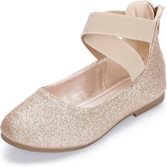 Hehainom Girls Dress Shoes Toddler Little Kids Gracy Ballet Mary Jane Ballerina Flats with Elastic Ankle Strap