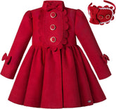 Pettigirl Little Girl Autumn Winter Navy Blue Fashion Jacket Coat Kids Vintage Warm Trench Outerwear Outfit