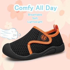 TUOTOM Toddler Tennis Shoes Boys Girls Lightweight Breathable Barefoot Shoes Wide Kids Slip On Sneakers