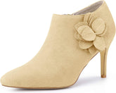 Perphy Flower Pointed Toe Stiletto Heels Ankle Booties for Women