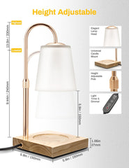 DORESshop Candle Warmer Lamp with Timer, Adjustable Height & Heat, Electric Warmer for Large Jar Candles, Includes 2X 50W Bulbs