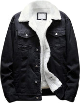 Omoone Men's Lapel Sherpa Fleece Lined Thicken Denim Jean Trucker Jacket Coats