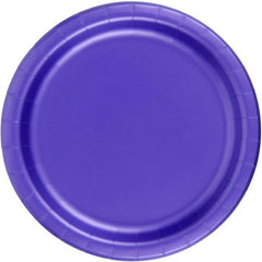 24 Plates 7" Paper Dessert Plates Wax Coated - Purple