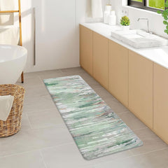 JAWO Teal Modern Abstract Art Bath Mat for Bathroom, Sage Green Quick Dry and Super Absorbent Bath Rugs, Ombre Abstract Aesthetic Non Slip Floor Mat for Kitchen Bedroom Inchesdoor,16x24Inches