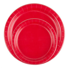 24 Plates 7" Paper Dessert Plates Wax Coated - Red