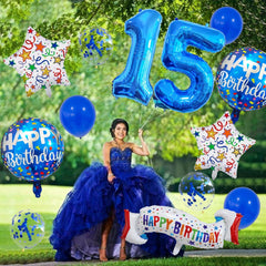 Happy 5th Birthday Balloon Colorful Banner Balloons Set 5th Year Old Birthday Blue Theme 5 Balloon Number 5 Foil Mylar Balloons Kids 5 Party Balloons Confetti Latex Mylar Balloons Party Supplies