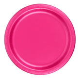 24 Plates 7" Paper Dessert Plates Wax Coated - Hot Pink