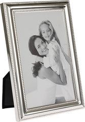 Stonebriar Decorative Silver Metal Photo Frame with Textured Border and Easel Back Stand, Elegant Wedding Picture Frame, Gift Idea for Engagements, Birthdays, and Anniversaries, 4x6