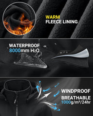 Outdoor Ventures Women's Softshell Jacket with Removable Hood, Insulated Windbreaker Waterproof Warm Fleece Lined Coat