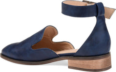 Brinley Co. Womens Square Toe Ankle Strap Flat Navy, 10 Regular US