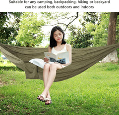 Pilipane Camping Hammock, Double Hammock with Double Hoop Tree Strap, 2 Person Travel Hammock, 270x140cm Portable Nylon Parachute Hammocks for Beach, Garden(Green)