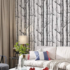 Birch Tree Peel & Stick Shiplap Black/White Removable Wallpaper - Self Adhesive, Waterproof & Shelf Liner - Home Decoration - 17.7" x 118"