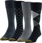 Gold Toe Men's Dress Socks, Flat Knit Crew, 6-12.5 Shoe Size, Black, 4 Pairs
