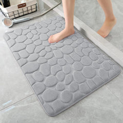 Generic Memory Foam Bath Mat Massage Stone Embossed Bathroom Rugs Super Water Absorbent Machine Washable Bath Rugs Non-Slip Bath Mat Entrance Bedroom Floor Carpet Doormats Living Room, 60* 90cm, Grey