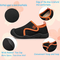 TUOTOM Toddler Tennis Shoes Boys Girls Lightweight Breathable Barefoot Shoes Wide Kids Slip On Sneakers