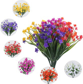12Pcs Artificial Flowers Outdoor Decorations,Greenery Shrubs Plants Artificial Plastic Flowers UV Resistant No Fade Fake Flowers Indoor Outside Hanging Plants Home Garden Porch Decor colour mix