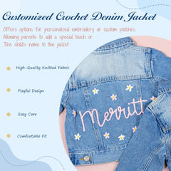 Personalized Kids Denim Jacket with Name, Custom Long Sleeve Denim Name Outerwear Jean Jacket, for Girls Boys
