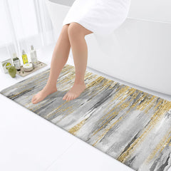 JAWO Teal Modern Abstract Art Bath Mat for Bathroom, Sage Green Quick Dry and Super Absorbent Bath Rugs, Ombre Abstract Aesthetic Non Slip Floor Mat for Kitchen Bedroom Inchesdoor,16x24Inches