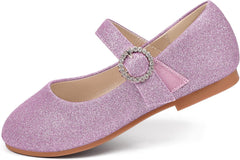 PANDANINJIA Sarena Girls Dress Shoes Rhinestone Flower Girl Ballerina Ballet Flats Mary Jane Wedding Party School Shoes for Toddler Little Kid Big Kid