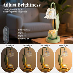 Flower Candle Warmer Lamp,Birthday Gifts for Women Mom,Candle Warmer Lamp with Timer Dimmer,Adjustable Height Wax Warmer,Wax Melt Warmer House Warming Gifts New Home Bedroom Office Décor