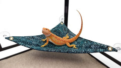 Hammock for Bearded Dragons, Blue Scales Fabric with Suction Cup Hooks