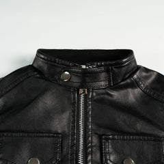 Volunboy Boys Leather Jacket Kids Fall Motorcycle Faux Pu Coats Spring Outerwear