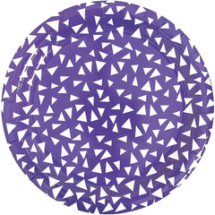 Fun Express Purple Terrazzo Triangle Print Round Paper Dinner Plates - Premium Disposable Plates for Parties, Celebrations, Gatherings, Events & Special Occasions - 8 Pieces