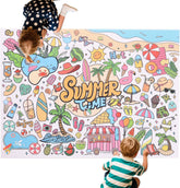 Hawaiian Coloring Poster, 43.3x31.5in Giant Summer Time Coloring Tablecloth Jumbo DIY Blank Paper Banner Large Wall Art for Kids Crafts Games Party Decorations Classroom Activities Supplies