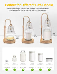 DORESshop Candle Warmer Lamp with Timer, Cage-Style Candle Lamp Warmer Featuring Adjustable Height & Heat Control, Perfect for Large Jar Candles, Includes 2 * 50W Bulbs