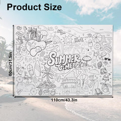 Hawaiian Coloring Poster, 43.3x31.5in Giant Summer Time Coloring Tablecloth Jumbo DIY Blank Paper Banner Large Wall Art for Kids Crafts Games Party Decorations Classroom Activities Supplies