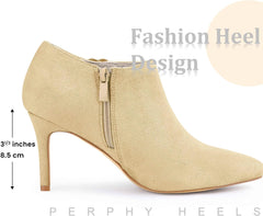 Perphy Flower Pointed Toe Stiletto Heels Ankle Booties for Women