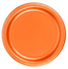 24 Plates 7" Paper Dessert Plates Wax Coated - Orange