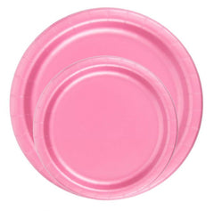 24 Plates 7" Paper Dessert Plates Wax Coated - Pink