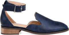 Brinley Co. Womens Square Toe Ankle Strap Flat Navy, 10 Regular US