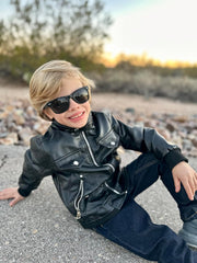 Volunboy Boys Leather Jacket Kids Fall Motorcycle Faux Pu Coats Spring Outerwear