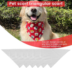 6 Pcs Sublimation Blank Pet Bandana Heat Transfer Washable DIY Triangle Dog Scarf Bibs Kerchief for Puppy Cats, White