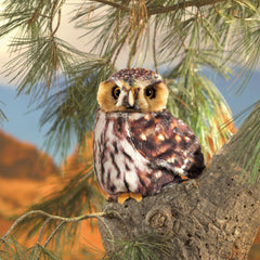 Folkmanis Pygmy Owl Hand Puppet, Brown, Black, White, Beige