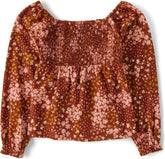 The Children's Place Girls' Long Sleeve Smocked Peplum Top