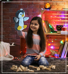 DolliBu Penguin Plush Hand Puppet for Kids - Soft Stuffed Animal Hand Puppet Toy for Puppet Show Games Puppet Theaters for Kids, Adult Cute Puppets Educational Toy to Teach Children & Toddlers