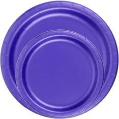 24 Plates 7" Paper Dessert Plates Wax Coated - Purple