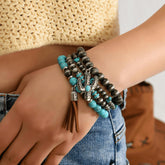 Western Turquoise Bracelet for Women Boho Beaded Stack Concho Country Jewelry 2025