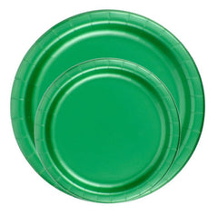 24 Plates 7" Paper Dessert Plates Wax Coated - Kelly Green