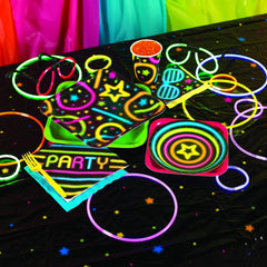 Fun Express - Neon Glow Party Square Paper Dinner Plates - Party Item for Boys and Girls of All Ages - Fun for All Celebrations