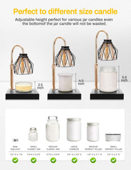 DORESshop Candle Warmer Lamp with Timer (2/4/8H), Dimmable & Height Adjustable Candle Warmer Lamp Home Decor Small Lamp Candle Warmer for Jar Candles with 2 Wax Warmer Bulbs, Birthday Gifts for Women