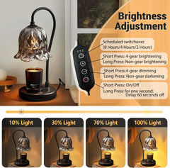 Candle Warmer Lamp with Timer&Dimmer, Adjustable Brightness Marble Base Electric Wax Melts Warmer, Home Decor Candle Warming Lamp Gifts with 2 Bulbs