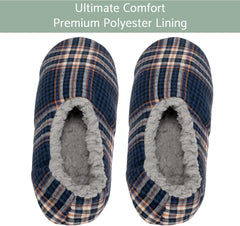 Elanze Designs Mens Plaid Plush Lined Cozy Non Slip Indoor Soft Slippers