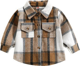 Youth Boy Jackets Toddler Boys Long Sleeve Plaid Printed T Shirt Gentleman Tops Clothes With Pocket