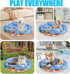 Thickened Water Mat for Cats,Big Pet Water Bed Washable Inflatable,Summer Pets Cooling Water Sensory Play Pad,Pet Playmat Cooling Mat with Inflator for Cats Dogs