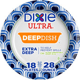 Dixie Ultra, Deep Dish Paper Plates, 28 Oz, 18 Count, Heavy Duty, Microwave-Safe, Soak-Proof, Cut Resistant, Disposable Plates For Heavy, Messy Meals