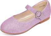 PANDANINJIA Sarena Girls Dress Shoes Rhinestone Flower Girl Ballerina Ballet Flats Mary Jane Wedding Party School Shoes for Toddler Little Kid Big Kid